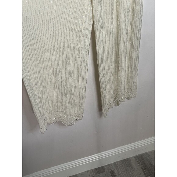 Fabrice couture Women's Small Off white Sequined Beaded Pants Vintage Stunning - Picture 4 of 12
